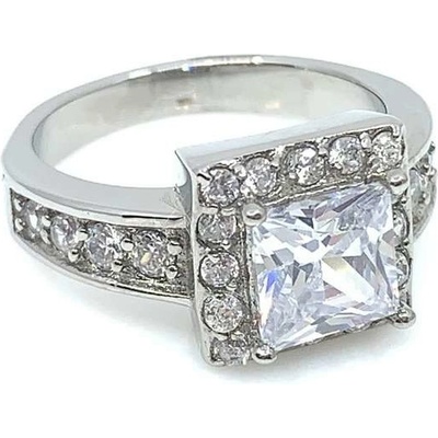 Jan Kos jewellery Prsten z oceli s bílým kamenem 12105692