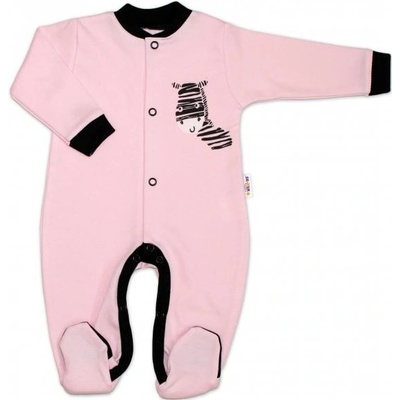 Baby Nellys Bavlnený overal Zebra ružový