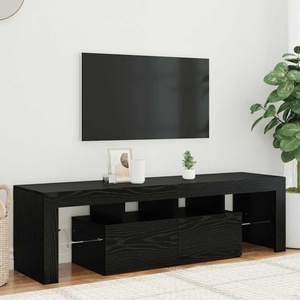 vidaXL ТВ шкаф с LED осветление, черен дъб, 140x36, 5x40 см, инженерно дърво (862030)
