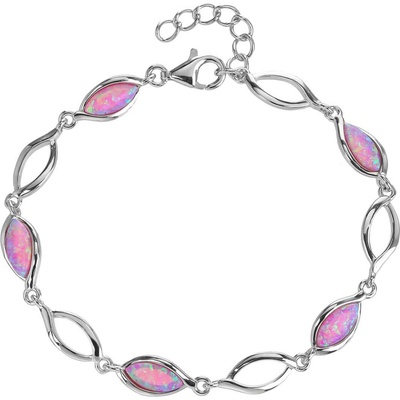 Bealio 11706 stříbrný náramek KAPKY růžový OPÁL 17+3 cm 03-11706-3358