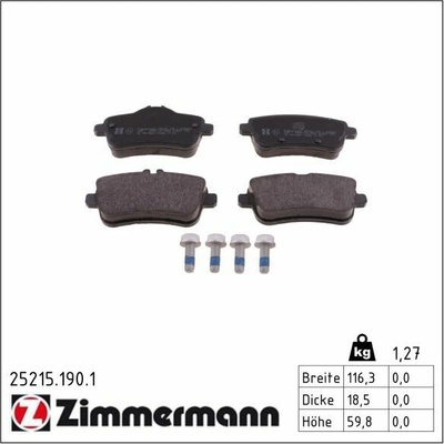 Sada brzdových destiček, kotoučová brzda ZIMMERMANN 25215.190.1 25215.190.1