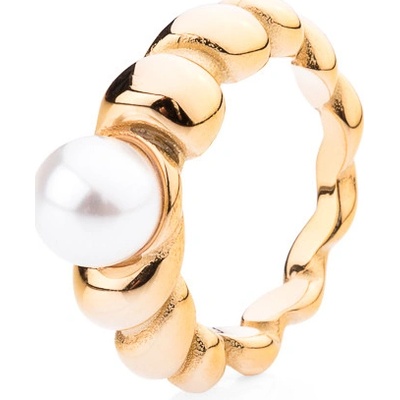 Franco Bene Zkroucený prsten s perlou pozlacený 1911