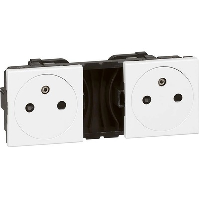 Legrand Контакт ФРЕНСКИ стандарт ДВОЕН плосък 2х2 мод. цвят бял Mosaic - 077134 (077134)