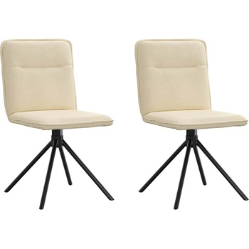 vidaXL Трапезни столове, 2 бр, кремави, текстил (4101239)