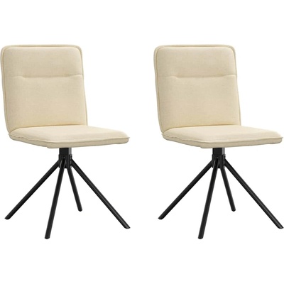 vidaXL Трапезни столове, 2 бр, кремави, текстил (4101239)