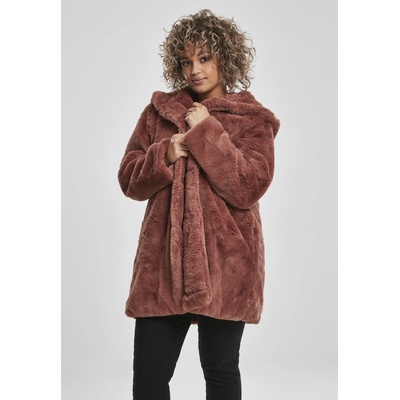 Urban Classics Ladies Hooded Teddy coat darkrose