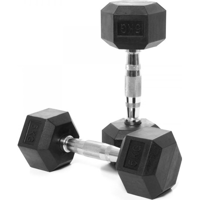 Merco Hex Rubber Dumbbell činka hmotnost 5 kg