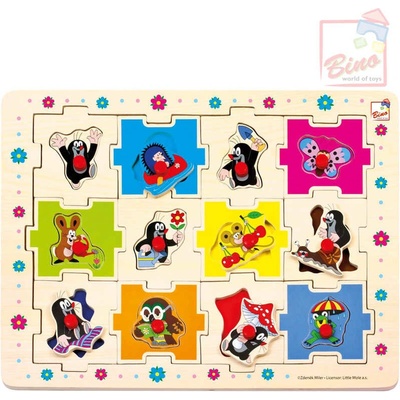 Bino edukativní skládanka Krtek 24 dílků vkládačka puzzle 2v1