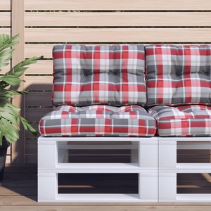 vidaXL Палетна възглавница, червено каре, 50x40x12 см, текстил (360548)