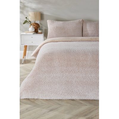 Homelife Marl Teddy Fleece Duvet Set - Natural