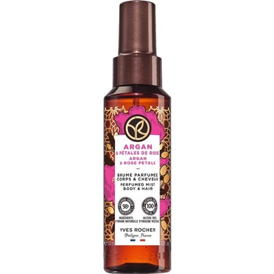 Yves Rocher Bain de Nature parfumovaný sprej na telo a vlasy Argan & Rose Petals 100 ml