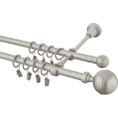 GARNÝŽE-HEBR Garnýž kroucená Kalisto chrom mat dvojitá 140 cm
