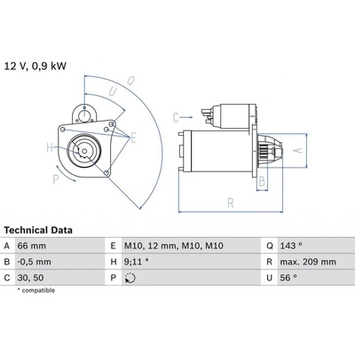Startér BOSCH 0 986 018 860 (0986018860)