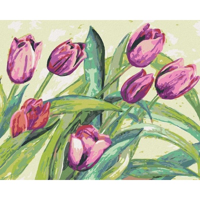 zuty Malování Podle Čísel Fialové Tulipány 80 x 100 Cm Plátno