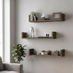 TopMebel Комплект от 3 стенни рафта Dark TopMebel от меламин в орех 60x15x12cm