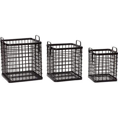 Hübsch Панер Hübsch квадратен бамбук с дръжки черен 3 бр (30406)