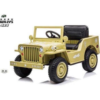 Mamido elektrický vojenský Jeep Willys 4x4 béžový