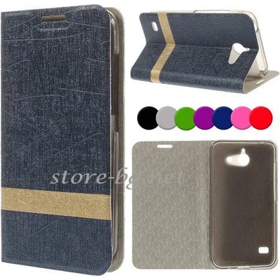 Huawei Ascend Y550 Wallet Кожен Калъф + Скрийн Протектор