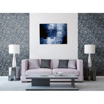 DIMEX ART Луксозна флизелинова тапета син и бял флорален абстракт