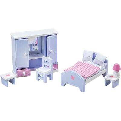 Bigjigs Toys Дървени мебели за куклена къща Bigjigs - Спалня (T0221)