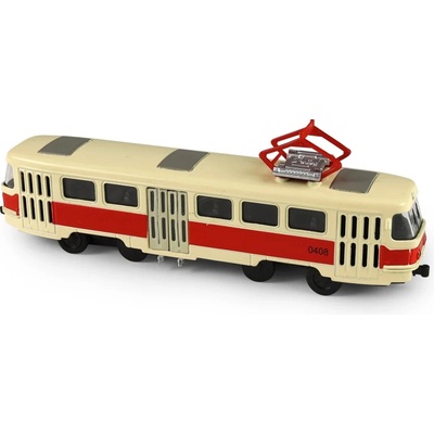 Rappa Kovová česká retro tramvaj Tatra T3 s otevíracími středními dveřmi 16cm červená