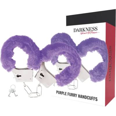 Метални белезници с пух, романтични игри - Darkness Handcuffs Purple (D-221225)