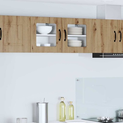 vidaXL Кухненски шкаф с рафт 2 pcs Дъб 40 x 31 x 40 см Инженерно дърво (885204)