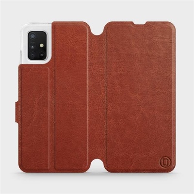 Pouzdro Mobiwear Parádní flip Samsung Galaxy A51 v provedení C_BRS Brown&Gray s šedým vnitřkem