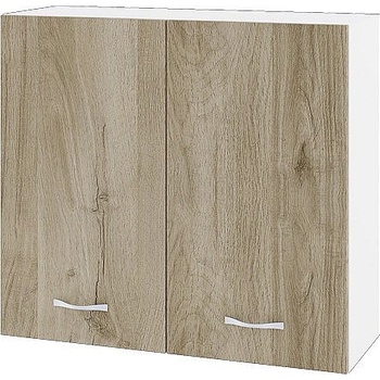 ИРИМ Горен шкаф с две врати и рафт Сити БДА-4 бяло гладко / дъб сонома арвен 80 см