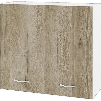 ИРИМ Горен шкаф с две врати и рафт Сити БДА-4 бяло гладко / дъб сонома арвен 80 см