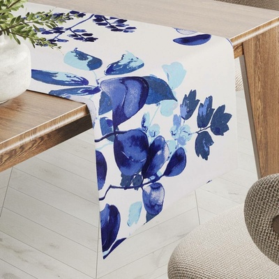 Biante bavlna běhoun Sandra SA-605 Modrý eukalyptus na bílém 35x180 cm