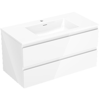 Mexen Orio шкаф за баня 90 см с мивка Otis, 2 чекмеджета, бял гланц (91A10-09047-2-BFF00-W18M00)