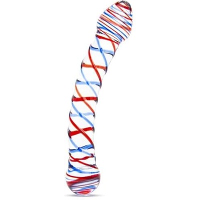 Passion labs Стъклено дилдо с оребрение "glass swirl color" 19 см