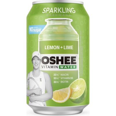 Oshee Vitamínová voda perlivá citron a limetka plech 24 x 0,33 l