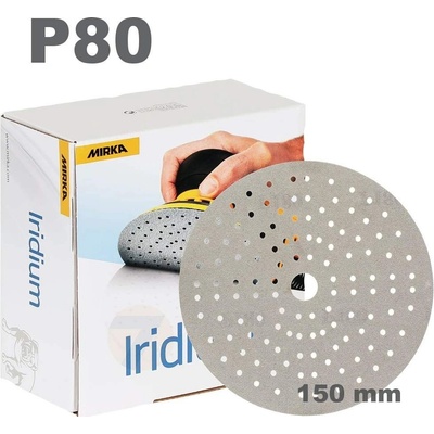 Mirka Iridium brúsny papier Ø150mm 121 dier suchý zips P80