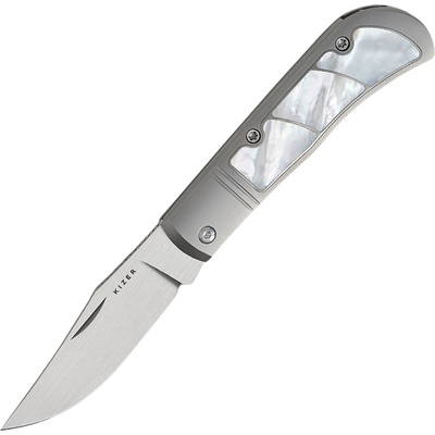 Kizer Trestle S45VN,Hand-brushed,Ti & Mother of pearl Ki3761A3