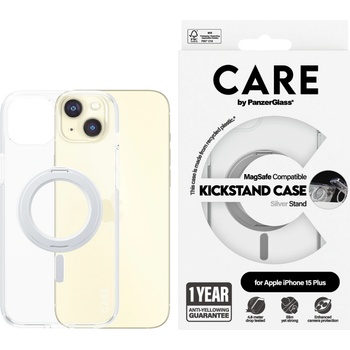 Image 1 of Panzer Гръб CARE by PanzerGlass за iPhone 15 Plus Feature Silver Kick+MagSafe - Прозрачен