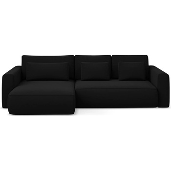 makamii Черен кадифен разтегателен ъглов диван с място за съхранение (ляв ъгъл) Kapua - Makamii (KAPUA_LCF_M_3_P1_C30)