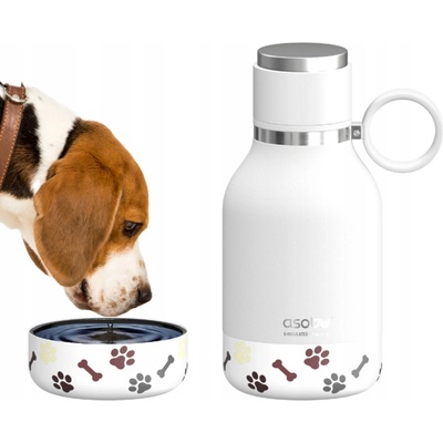 Asobu Láhev s miskou pro psa STAINLESS WHITE 975 ml