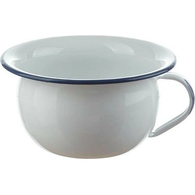 Münder Email Biela smaltovaná misa s uchom White blue 18 x 10 cm 1 l