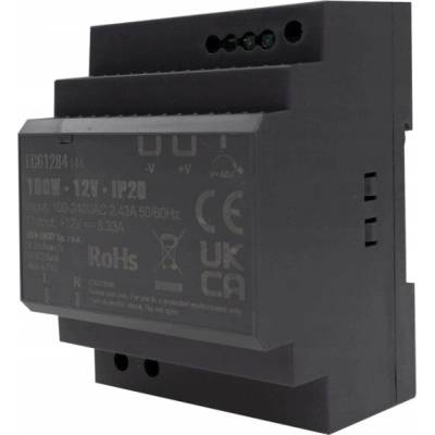 Nábytkový napájecí zdroj na DIN lištu PREMIUM 12V 100W 8,33A IP20 Ecolight