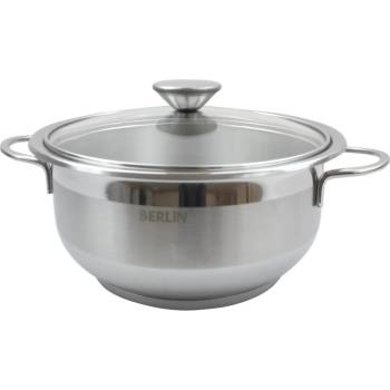 Дълбока Тенджера berlin - със стъклен капак, висококачествен инокс, 20 см