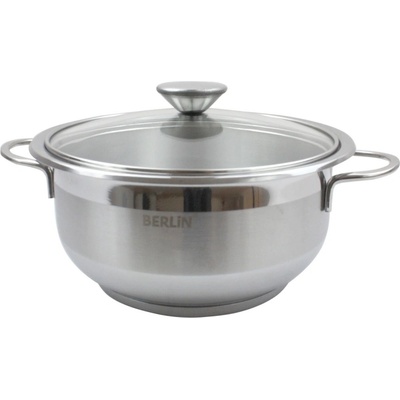 Дълбока Тенджера berlin - със стъклен капак, висококачествен инокс, 20 см