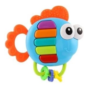Teddies Дрънкалка/гризалка риба пиано пластмаса 14x14см на батерии със звук и светлина (00850760)