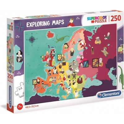 Clementoni 29061 Exploring Maps Skvělí lidé v Evropě 250 dielov 29061