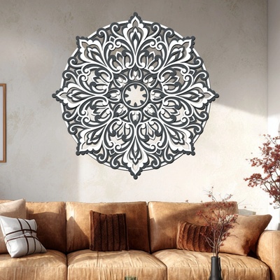 dřevo života 4 vrstvá mandala SEBEDŮVĚRU Zvolte rozměr šxv (cm): 40x40, Zvolte barvu dekoru: Bílá-Antracit