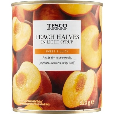 Tesco Broskyne polené lúpané v sladkom náleve 480 g