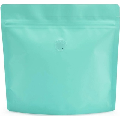 Doypack ZIP | tyrkysový supermat | ventil obsah 250g (200 x 190 + 80 mm)