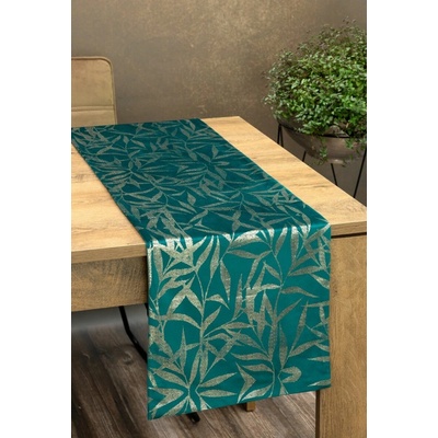 Elegantný zamatový behúň na stôl BLINK 15 tmavotyrkysový Rozmer behúňa (šírka x dĺžka): 35x140cm