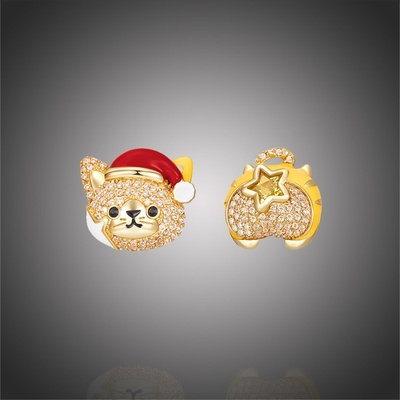 Éternelle Vánoční se zirkony Christmas Kitty kočka E1399 MCK zlatá